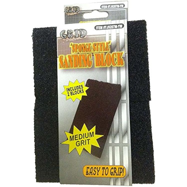 ToolUSA 2-Piece Sponge Rubber Sanding Blocks | 4 x 2.75 x 1 | Medium Grit | Dual-Textured | Ergonomic Design | Ideal for Carpenters & Woodworking