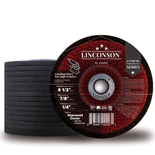 LINCONSON 4.5 Grinding Wheel for Metal & Stainless Steel Used On Angle Grinder 4 12x14x78 Depressed Center SG 4544DC 15