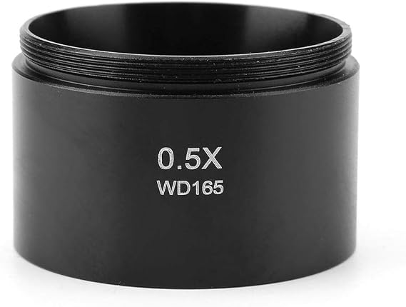 Jectse 0.5X Auxiliary Objective Lens, Stereo Microscope Objective Lens, 48mm Mounting, Black, Aluminum Alloy, LED, 0.5X Magnification