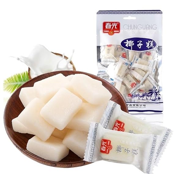 Sweet coconut cake, Coconut juice soft cake 200g/bag, Instant dessert, Delicious soft candy, Healthy fruit snacks, Chinese traditional cake, Dim sum, Sweet snack gift pack, Breakfast bread (1 bag)