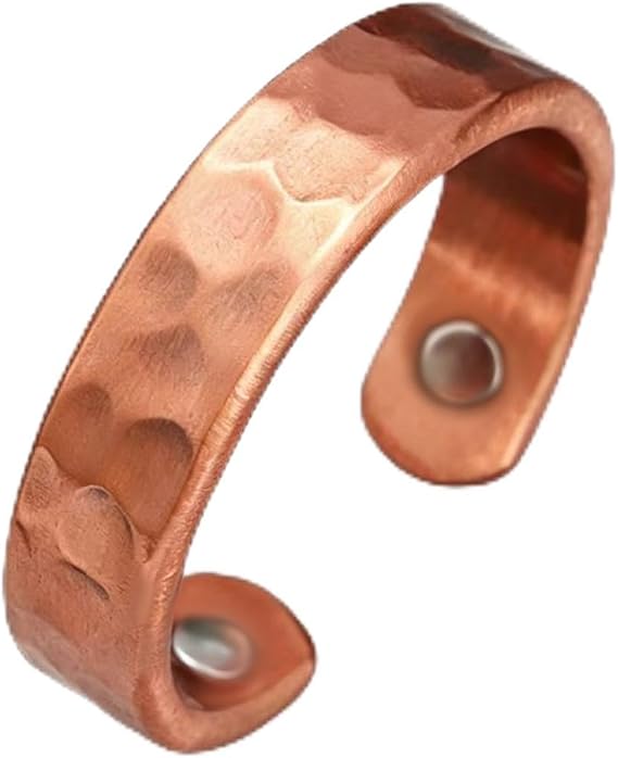 Hammered Design Copper Ring Men Women Adjustable Vintage Plating Copper Calmi Fidget Open Cuff Rings, Daily Fashion Energy Balance Relieve Anxiety Jewelry Accessory