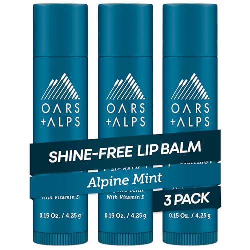 Oars  Alps Clear Lip Balm for Men & Women, Ultra Hydrating Lip Care Infused with Vitamin E, Moisturizing, Nourishing, Paraben, Sulfate, Alcohol & Shine Free, Alpine Mint Scent, 0.45oz, 3pk
