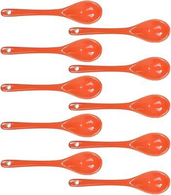 10 pcs Porcelain Egg Spoons Tea Spoon Ceramic Spoons 4.7 inch Coffee Dessert Yogurt Tea Milky Orange