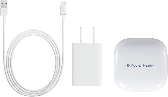 Audien Hearing Aid Charging Kit with Case - Compatible with Atom One Hearing Aids - Replacement Cable, Charging Block, and Storage Case (Atom One Charging Kit)