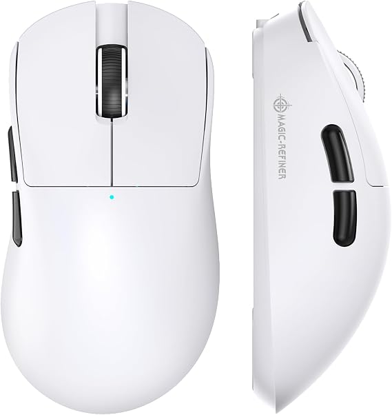 MAGIC-REFINER X2 69g Superlight Wireless Gaming Mouse,BK3633 Tri-Mode BT/2.4G Wireless/Wired Mouse,25000 DPI,1000Hz Polling Rate,500mAh,Med to Large Hand Size,5 Programmable Buttons for PC/Mac,White