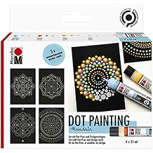 Marabu Set-Mandala Design-Create Your Very own Art Painting with This Dot Kit, Black Background and Marker Tool Included, Creative Colouring Pen Markers, Colouring Pens