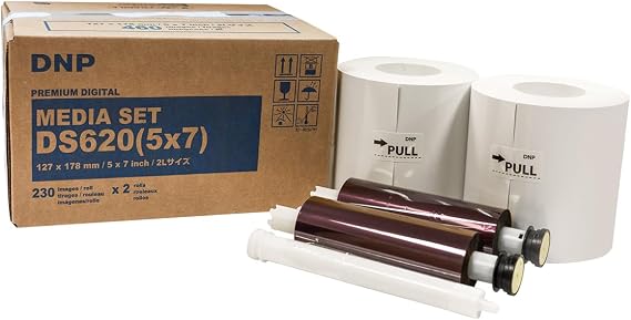 DNP 2x 5x7" Dye Sub Media for DS620A Printer, 230 Prints Per Roll, 2 Piece