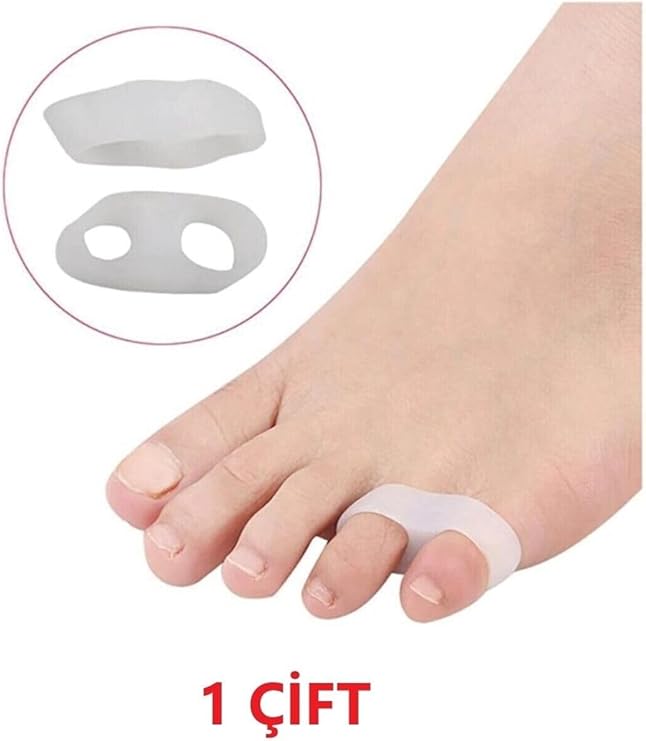 Bunyon Ayak 2 Parmağa Geçen Serçe Parmak Yüzük Parmak Ayırıcı Makaralı Silikon Nasır Önleyici Bunyon
