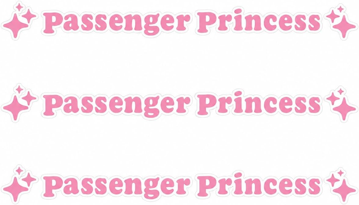 3PCS Passenger Princess Stickers - Pink Car Mirror Decals - Cute Vinyl Car Accessories - Rearview Mirror Sun Visor Decorations - Vehicle Interior Decor Pink