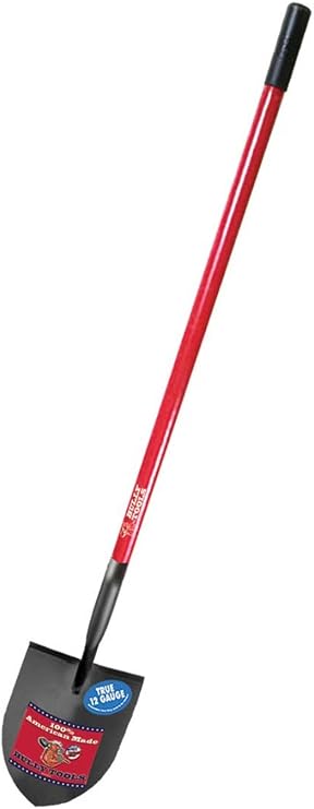 Bully Tools Irrigation Shovel - Heavy Duty 12-Gauge Spade Shovel with Fiberglass Long Handle for Digging, Opening and Clearing Out Irrigation Ditches, and Landscaping- 100% Made in The USA, 46.5-Inch