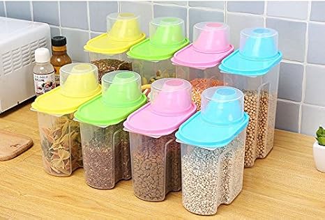 Home-organizer Tech 4-Piece Set Airtight Plastic Storage Canister Set, Food Saver Container (Large)