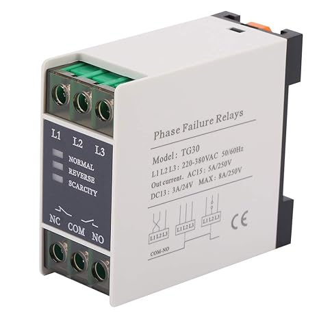 TG30 3 Phase Phase Sequence Relay Phase Failure Loss Power Supply Monitor Relay 3 Phase Sequence Protector for Motors Pumps 220 380VAC