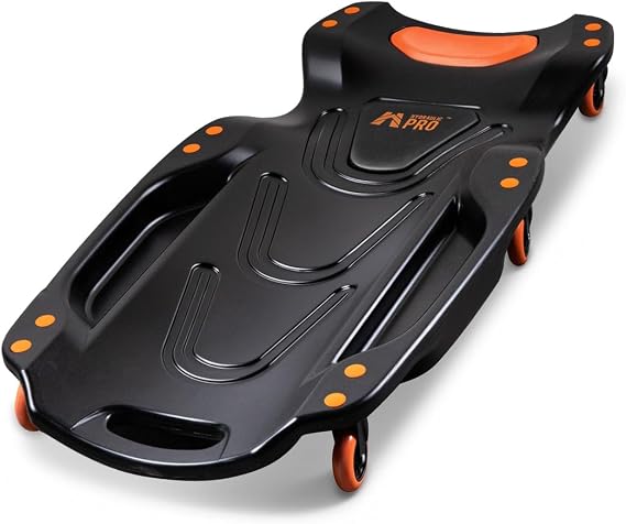 42" Mechanic Car Creeper, 350 LBS Heavy Duty Garage Creeper with 6 Wheels | Large Automotive Creeper with 2 Soft Pads, 3" Casters, 2 Tool Trays, Low-Profile Mechanic Creeper for Garage Repair