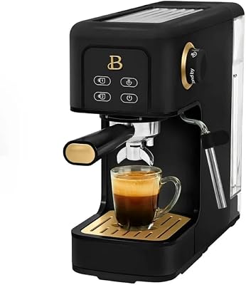 Slim Espresso Maker 20Bar Pressure, DualSpout 52 mm Portafilter, 50 oz Removable Tank, 2in1 Steam Wand & Touch Controls Black Sesame