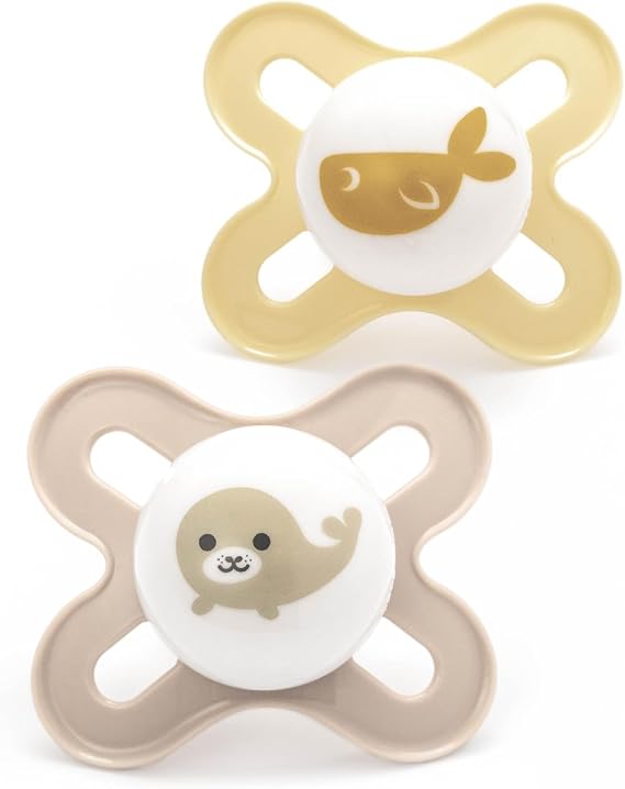 MAM Original Start Dummies, 0-2M, 2 Pack, Orthodontic Design, Cream