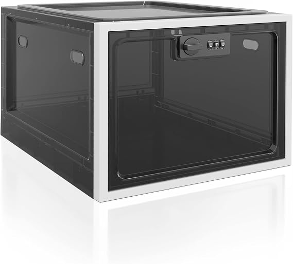 BUG HULL Large Capacity Medication Lock Box, Fridge Lock Box for Medicine Safe, Locking Medicine Box with Code for Snack, Food and Home Safety