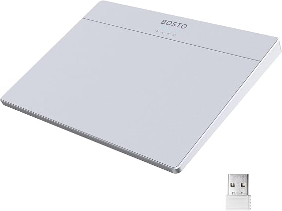 T02 Wired and Wireless Touchpad 2.4G & BT & USB Ultra Slim Tempered Glass Surface Design Portable Trackpad Multi-Touch Navigation for Desktop Computer Laptop PC Compatible with Mac