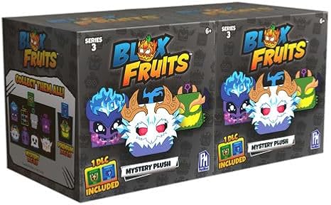 Blox Fruit - コレクター用ミステリーぬいぐるみ 2パック 高さ4インチ、シリーズ3 DLC付き
