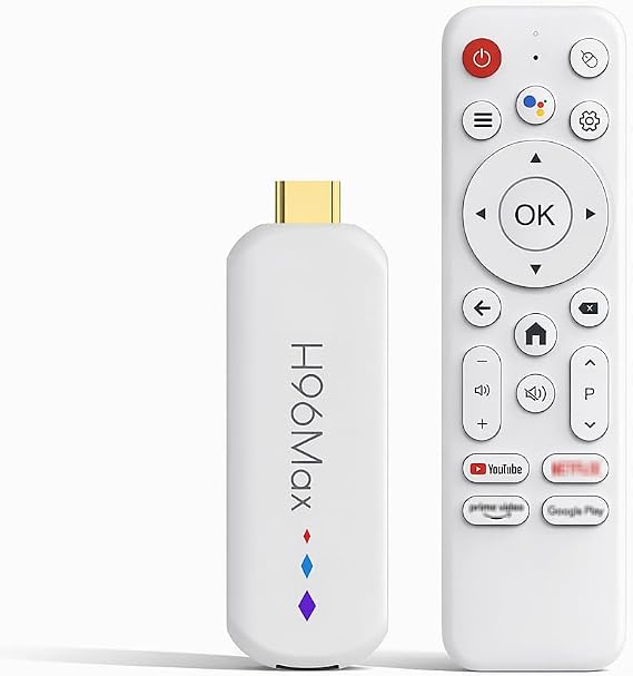 H96Max Android 14.0 TV Stick Android TV OS 4K Ultra HD, TV Stick Amlogic S905L3 Quad-Core 16GB WiFi6 2.4G/5.8Ghz BT5.0 4K AV1 Ultra HDR10+ BT5.0 Voice Control Smart Home Player