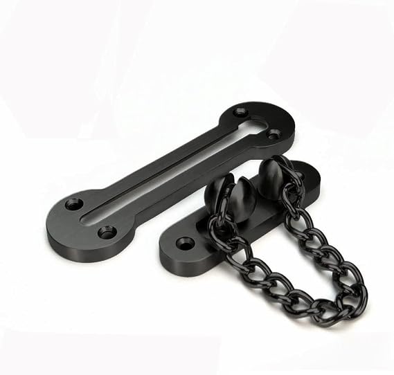 Door Chain Lock, 3mm Extra-Thick Ss304 Stainless Steel Solid Door Security Chain Guard, Heavy Duty Door Chain for Inside Door (Black)
