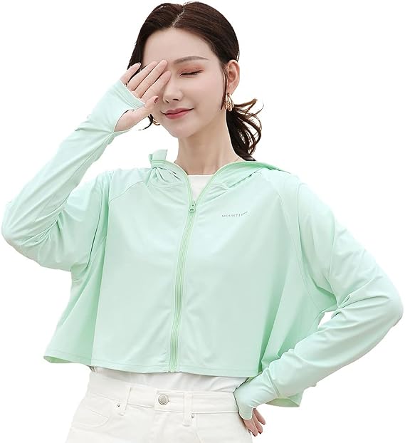 Womens UPF 50+ Cooling UV Protection Clothing Hooded Sun Protective Jacket Long Sleeve for Summer