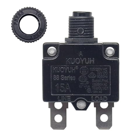 Genuine KUOYUH 15A 88 Series Circuit Breaker, Push-to-Reset