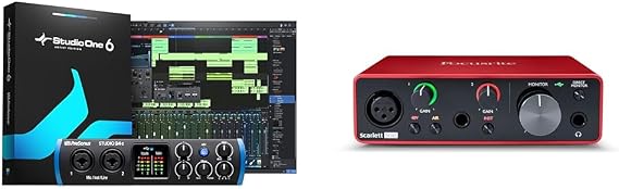 PreSonus Studio 24c, USB-C, Audio Interface, For Recording, Streaming & Focusrite Scarlett Solo 3rd Gen USB Audio Interface, The Guitarist, Vocalist, Podcaster Or Producer, Studio Quality Sound, Red