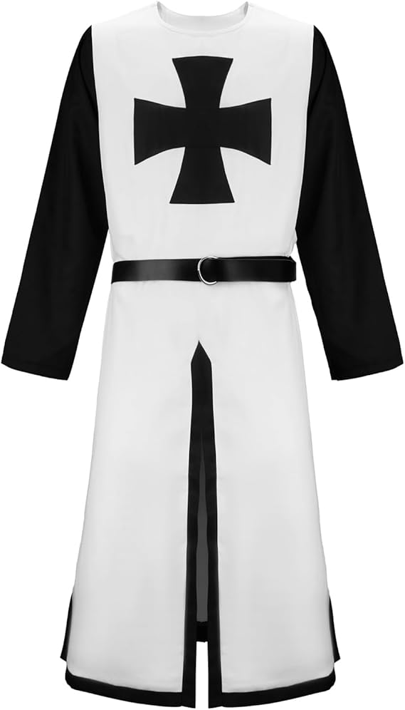 Men Crusader Tunic Templar Knight Costume Robe Medieval Renaissance Cosplay Warrior Hospitaller Surcoat Cloak Top