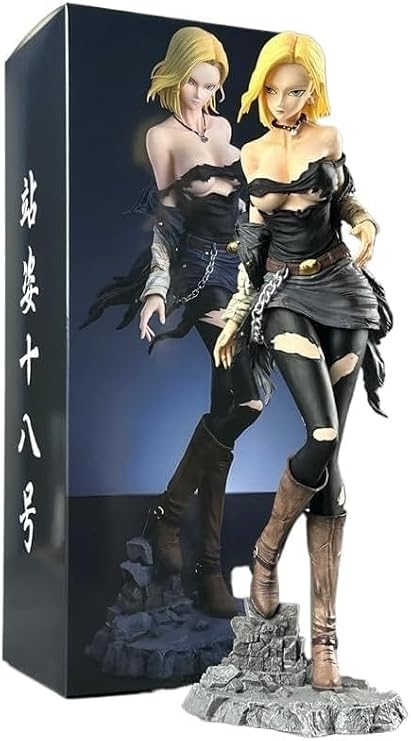 DBZ Android 18 Figure, Statue Anime Android 18 Lazuli Standing Pose Figure Two Head Cosplay PVC Collectible Model Statues 11.8''