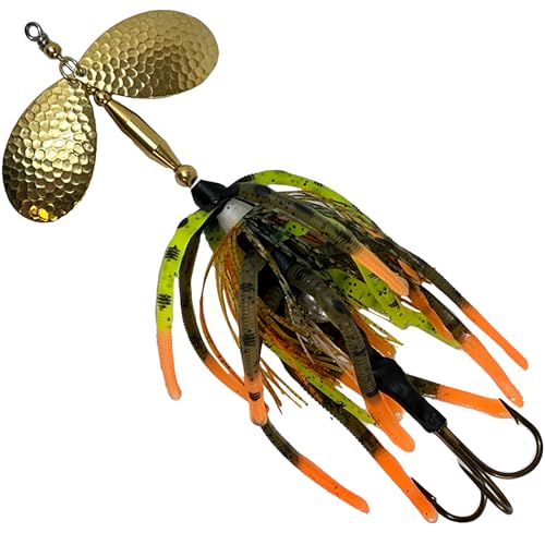 Delong Lures - The Berserker, Bucktail Fishing Lures - Bucktail Jig with Inline Spinner, Musky & Pike Baits Spinnerbaits, Tackle for Freshwater and Saltwater Fishing, Made in USA