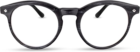 2SeeLife Large Round TR-90 Reading Glasses for Men & Women Medium-Large Fit, Durable, Spring Hinges, Blue Light Readers, Black, +2.25