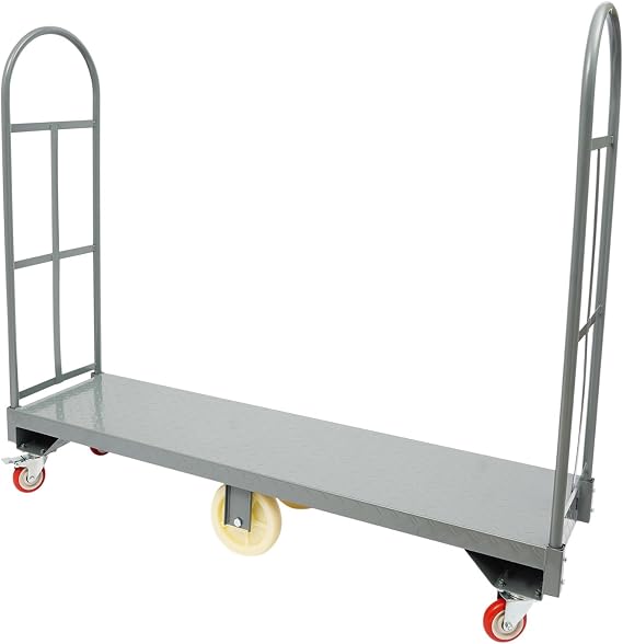 Heavy Duty U-Boat Platform Dolly - 60.5 * 15.7in U-Boat Steel Cart with 6 Wheels & Removable Handles 2000 lbs Load Capacity Industrial Cart for Warehouse Moving, Storage & Transportation