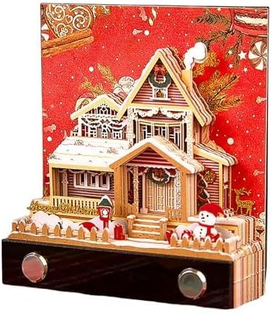 3D Memo Pad Christmas House Notepad Non-Sticky Notes Paper Carving Convenience Stickers Art Craft Gift for Christmas Housewarming Desktop Decoration (Xmas House, Without Calendar & Light)