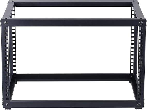 6U Open Frame Network Rack, Small Server Rack Shelf | Ideal for networking, audio, and video equipment. Versatile design perfectly fits desktop AV rack setups