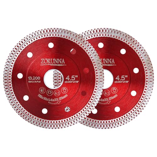 4.5 Diamond Blade for Angle Grinder, Super Thin Tile Saw Blades for Smooth Cutting, 2Pcs Indestructible Disc for Grinder Cutting Porcelain Ceramic Tile Granite Marbles.