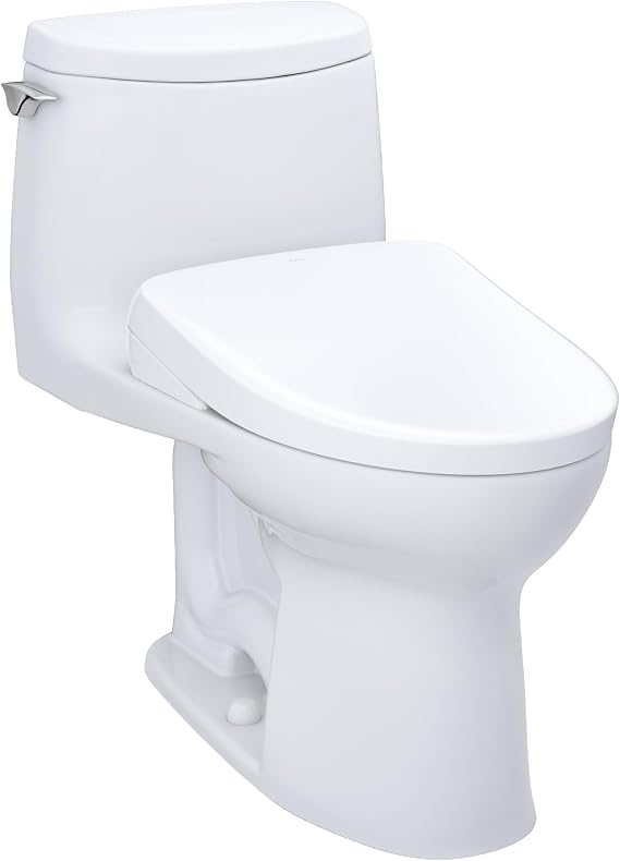 TOTO WASHLET+ UltraMax II 1G One-Piece Elongated 1.0 GPF Toilet with Auto Flush WASHLET+ S7A Contemporary Bidet Seat, Cotton White - MW6044736CUFGA#01