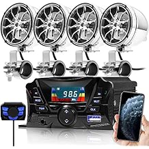 GoHawk Motorcycle Speakers Bluetooth, Waterproof Speakers and Amplifier Audio Sound System, Weatherproof, FM Radio, Volume Control, ATV w/AUX in, USB, Micro SD