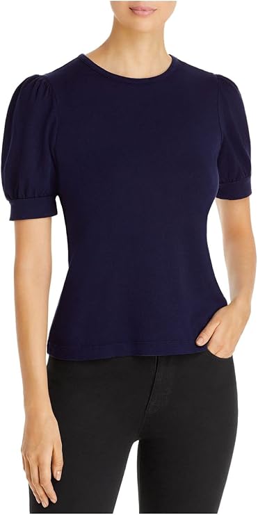Dolan Womens Navy Stretch Pouf Sleeve Jewel Neck Top XS