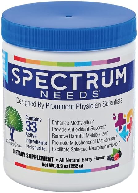 SpectrumNeeds by NeuroNeeds Comprehensive Nutritional Support with 33 Active Ingredients for Overall Well-Being Berry Flavor