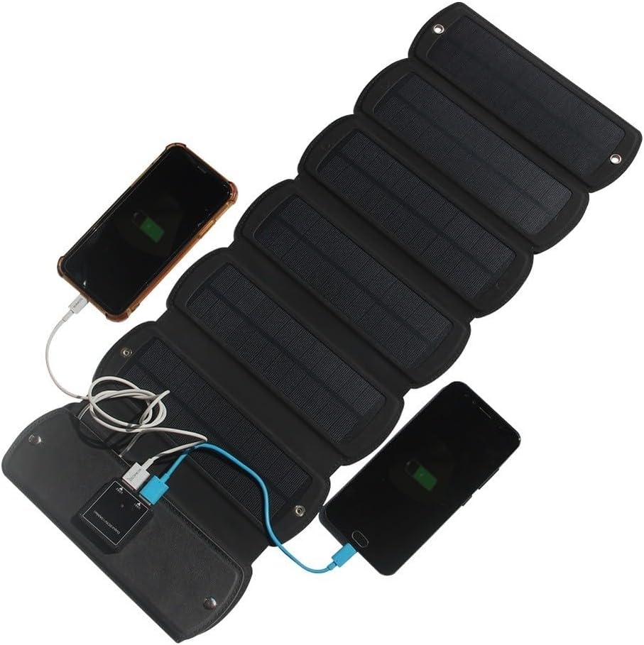 Foldable Solar Panel, 16W Foldable Solar Charger, with Dual USB Output and High Efficiency Monocrystalline Panel, Portable Waterproof Power