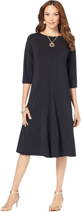 Roaman's Ultrasmooth Fabric Boatneck Swing Dress