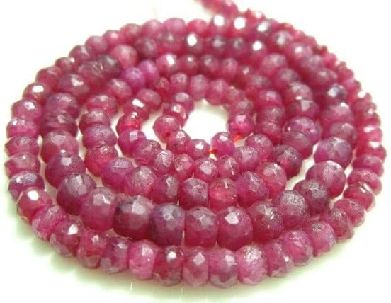 Beads Gemstone AA-Ruby Micro Cut Rondelles- 14 Inch Long Strand -Stones Measure- 3-4mm Code-HIGH-10440