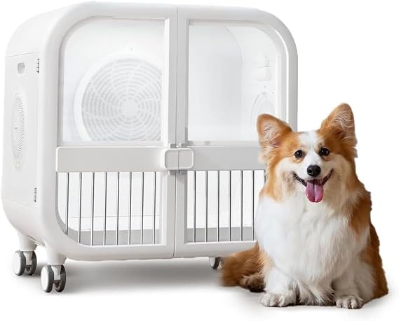 135L Smart Pet Grooming Dryer Box, Automatic Pet Drying Box with Ultra Quiet,Smart Temperature Control,360 Efficient and 4 Locking Swivel Casters for Dogs and Cats