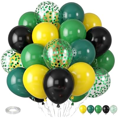 Green and Yellow Balloons, Tractor Football Sport Theme Balloon, Black Yellow Vintage Dark Green Balloons Green Confetti Balloon for Man Boy Birthday Baby Shower Party Decoration