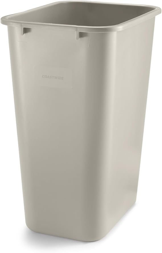 Coastwide Professional Plastic Trash Can, 10.25 Gallon, Beige