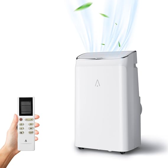 14,000 BTU Portable AC Unit, 3-in-1 Cooling Dehumidifier and Fan, Ideal for Rooms Up to 350 Sq ft at Home Office or Dorm, Quiet Operation for Sleep, 24-Hour Timer, Rolling Wheels for Easy Moving
