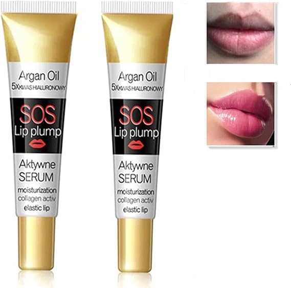 2Pcs Lip Plumper Set, Instant Volumizing Collagen Lip Plumping Gloss Moisturizer Repair Lip Extreme Volume Essence Lips Enhancer, Increase Lip Elasticity, Reduce Fine Lines