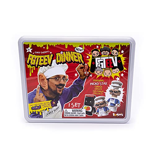 FGTeeV Chef Duddy Dinner - Filled with Surprises Including Gurkey Turkey Gravy Putty, and 4 Food-Themed Micro STAX Figures Change, Create, Customize, Collect