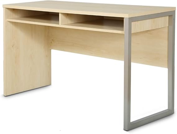 South Shore (SOUCS) South Shore Interface Desk Sleek Metal Finish Open Storage for Laptop and Tablet Natural Maple,