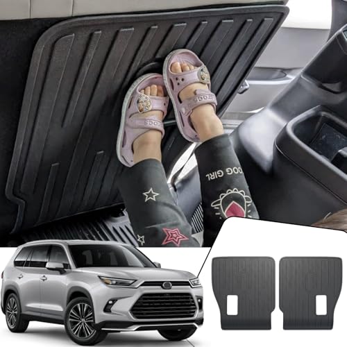 Kick Mats for 2024 2025 2026 Toyota Grand Highlander 7 Seats Captain Chair Car Mat Accessories, All Weather TPE Seatback Mat Grand Highlander-2nd Row Kick Mats